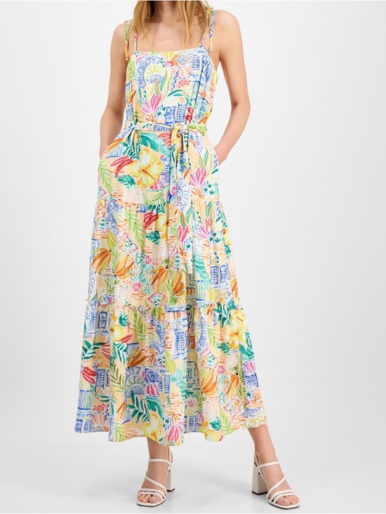 julia jordan Dresses & Skirts - julia jordan Ivory Multicolor Tropical Linen Maxi Dress